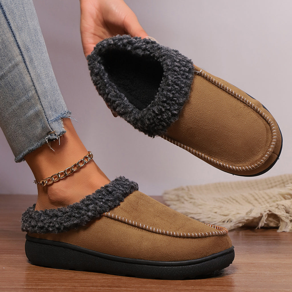 Thickened Autumn And Winter Indoor Half-covered Heel Home Cotton Slippers