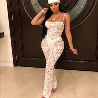 Women's Suspender Jumpsuit Wide Leg Pants