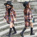 Girls' Plaid Shirt Mid-length Fashion Dovetail