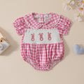 Infant Toddler Plaid Short Sleeve Lapel Romper