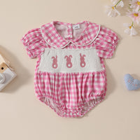Infant Toddler Plaid Short Sleeve Lapel Romper