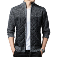 New Autumn Winter Knitted Cardigan Mens Stand-Up Collar Jacket