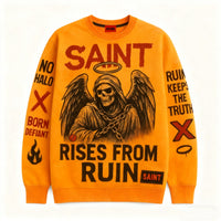 Mens Oversized, Loose-fit Pullover Sweatshirt With Long Sleeves