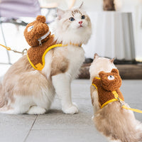 Cat Walking Rope, Vest Style Dog Cartoon Animal Wool Grain Leash, Autumn And Winter Pet Cat Leash