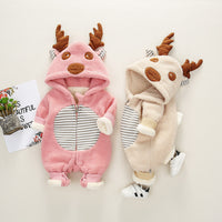 Long Sleeve Fleece-lined Baby Jumpsuit Keep Baby Warm Going Out