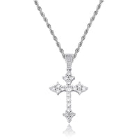 Retro Cross Pendant With Full Zirconia, Simple Religious Necklace For European And American Styles