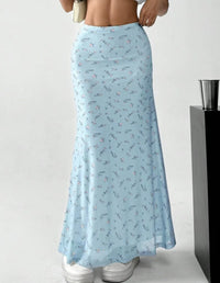 Summer Womens Skirt Mori Style Floral Chiffon Fishtail Maxi Skirt