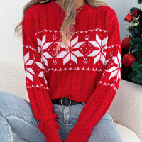 European And American Snowflake Pattern Lantern Long Sleeve Pullover Sweater