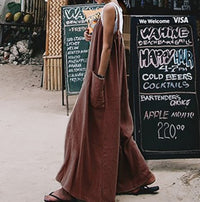 Suspenders Rompers Women Jumpsuit Sleeveless Linen Summer Overalls Fashion Wide Leg Pants Female Pants Plus Sizes