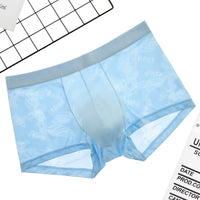 Men's Boxer Briefs See Through Breathable U Convex Ice Silk Jacquard