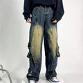 High Street Vibe Vintage Heavy Industry Worn Looking Washed-out Jeans Men