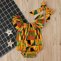 Children's headband printed jumpsuit