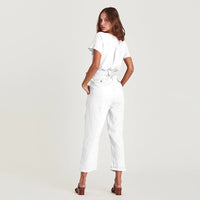 Single-breasted wild nine-point jumpsuit