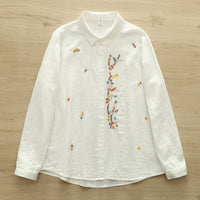 Retro Chinese-style Embroidered Cotton Shirt