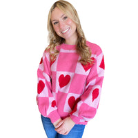 Women's Sweet Plaid Thermal Colorblock Crewneck Sweater