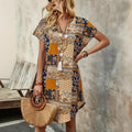 V-neck Patchwork Floral Dress Women