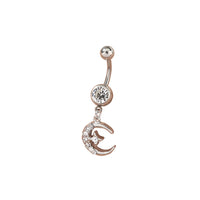 European and American fashion trend stainless steel natural color belly button nail moon star diamond exquisite sparkle body piercing jewelry