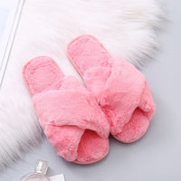 New style cross fur slippers women autumn and winter