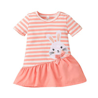 Seasonal Baby Girl Striped Short Sleeve Fishtail Dress