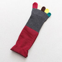 Japanese Toe Socks Female All Cotton Mid-calf Length Socks Autumn And Winter Color Finger Color Matching Bunching Socks