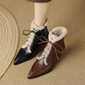 French Style Vintage Lace Up Mid Heel Dr Martens Boots