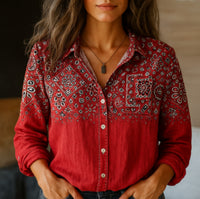 Women's Wear All-matching Printed Casual Lapel Shirt
