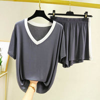 Fashion Color Contrast Pajamas For Women Suit
