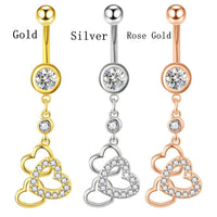 Newly Released Belly Button Ring Fashionable Three-hearted Sexy Belly Button Nail