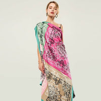 Women's scarf with twill silk printing material