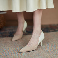 Commuter High Heels Women's Pointed-toe Colorblock Shallow Mouth
