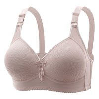 Lace-patterned No-wire Bra With Four Rows And Three Buttons With Sponge Cups