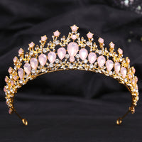 Wedding Birthday Headdress Crown Alloy Inlaid Protein Green Bright Crystal Bride
