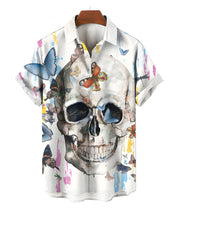Retro Skull Head 3D Digital Printing Leisure Loose Shirt