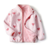 Women's Polar Fleece Jacket Children's Stand Collar Plus Fleece Pink