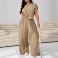 Casual Set Short-Sleeve Top And Wide-Leg Pants Two-Piece Suit