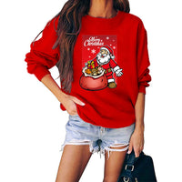 Merry Christmas Sweater Crew-Neck Red Long-Sleeve Pullover