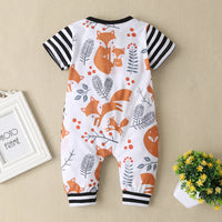 Striped short sleeve romper stitching bodysuit