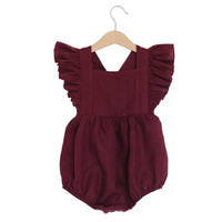 Pure Color Girls' Linen Cotton Triangle Romper