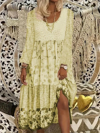 Long-sleeve Printed New Round-neck Dress For Women