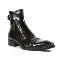 Pointed Square Toe Polished Short Side Zipper All-match Men's Boots