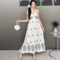 Womens Sleeveless Floral Print Slip Dress