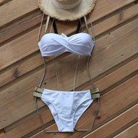 Cross multicolor gathered swimsuit
