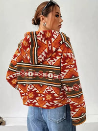 Women's Casual Printed Double-sided Plush Zipper Cardigan Hooded Coat