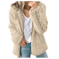 Thick plush zipper hooded pocket sweater