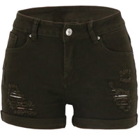 Ripped Cuffed Denim Shorts Low-rise