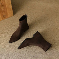 Stretchy Plus-size Fleece-lined Warm Pointed Suede Martin Boots