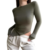 Women's Autumn Fashion Solid Color Casual Long Sleeves Top