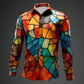 Color Block Color Art Abstract Daily Go Out Commuter Long Sleeve Shirt