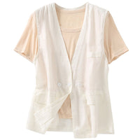 Japanese Style Vest Jacket Loose Casual Cotton Top