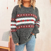 Women's Jacquard Contrast Color Knitted Pullover
